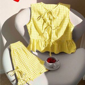 Yellow Gingham Top and Shorts Set